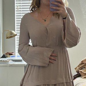 Taupe Bohemian Style Flowy Dress from Tobi